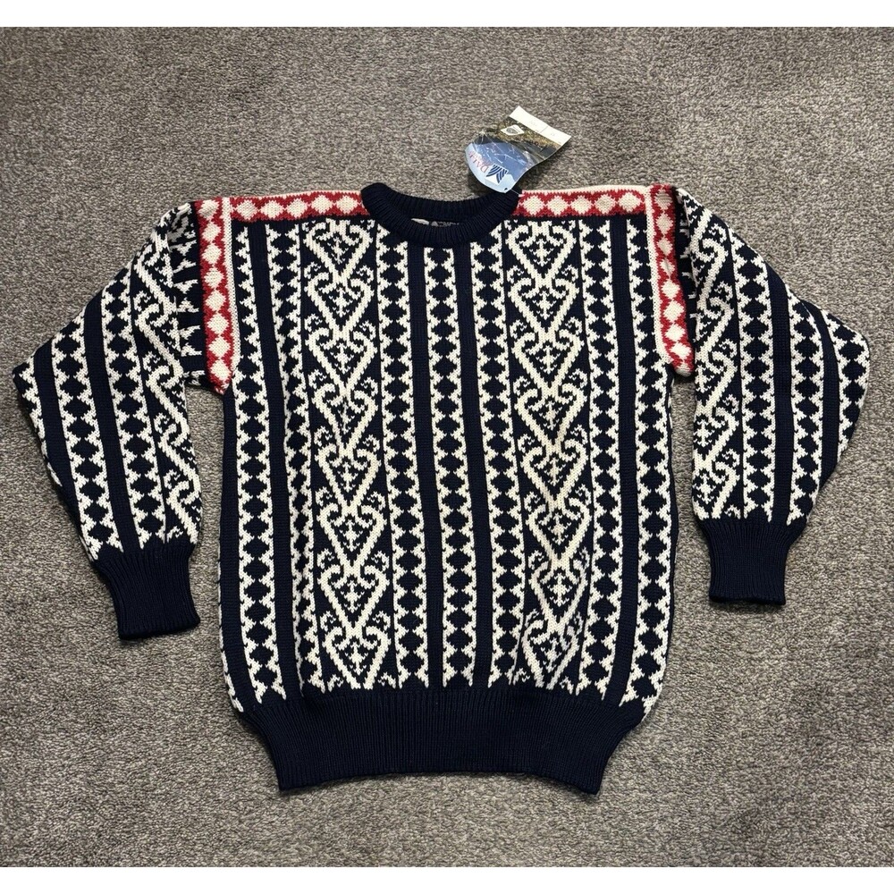 Dale of Norway Crewneck Sweater Mens Large Pure New Wool Nordic‎ Pattern Vintage